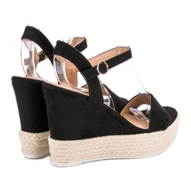 Ideal Shoes Sandalias de cuña con estilo negro 1