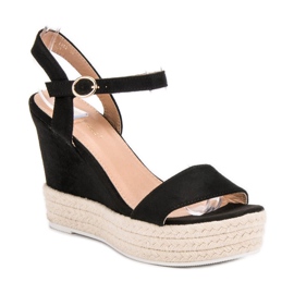 Ideal Shoes Sandalias de cuña con estilo negro 3