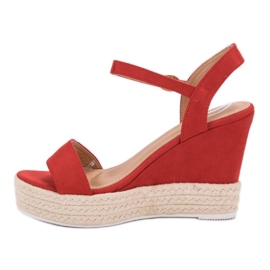 Ideal Shoes Sandalias de cuña con estilo rojo 4