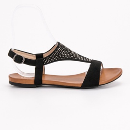 SHELOVET Sandalias con cristales negro 1