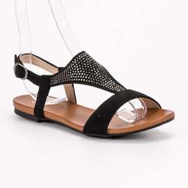 SHELOVET Sandalias con cristales negro 2