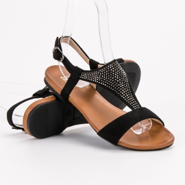 SHELOVET Sandalias con cristales negro 4