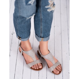 SHELOVET Sandalias con cristales gris 4