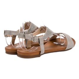 SHELOVET Sandalias con cristales gris 2
