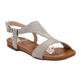 SHELOVET Sandalias con cristales gris 5