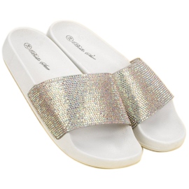 Bella Star Pantuflas Con Circonita Cúbica blanco 6