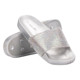 Bella Star Pantuflas Con Circonita Cúbica gris 2 Bella Star Pantuflas Con Circonita Cúbica gris 2