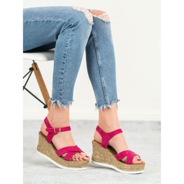 JESSY ROSS Sandalias de ante fucsia rosado 2
