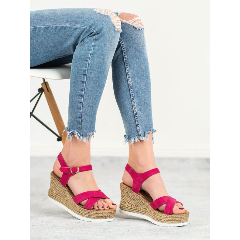 JESSY ROSS Sandalias de ante fucsia rosa 2