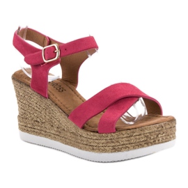 JESSY ROSS Sandalias de ante fucsia rosado 3