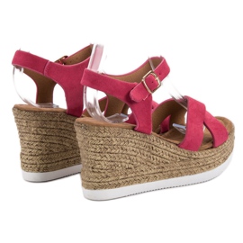 JESSY ROSS Sandalias de ante fucsia rosado 5