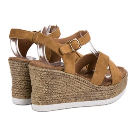 JESSY ROSS Sandalias de ante camel marrón 4