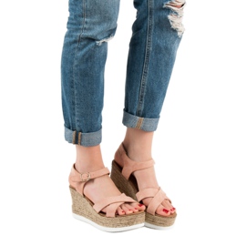 JESSY ROSS Sandalias de ante en polvo rosa 1