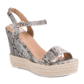 Ideal Shoes Sandalias de cuña con estilo gris 3