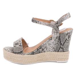 Ideal Shoes Sandalias de cuña con estilo gris 4