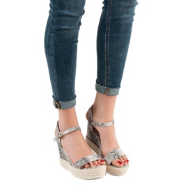 Ideal Shoes Sandalias de cuña con estilo gris 2