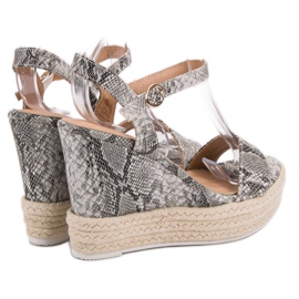 Ideal Shoes Sandalias de cuña con estilo gris 1