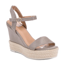 Ideal Shoes Sandalias de cuña con estilo gris 4