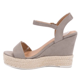 Ideal Shoes Sandalias de cuña con estilo gris 1
