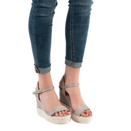 Ideal Shoes Sandalias de cuña con estilo gris 2