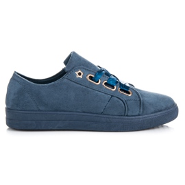 Ideal Shoes Zapatillas de gamuza con cinta azul 3