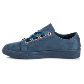 Ideal Shoes Zapatillas de gamuza con cinta azul 4