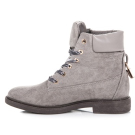 Ideal Shoes Trabajadores de gamuza atados con una cinta gris 4