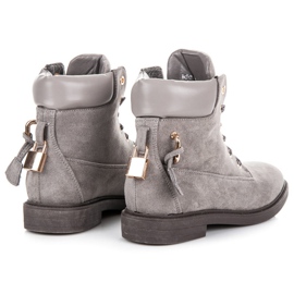 Ideal Shoes Trabajadores de gamuza atados con una cinta gris 5