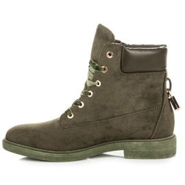 Ideal Shoes Trabajadores de gamuza atados con una cinta verde 4