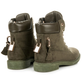 Ideal Shoes Trabajadores de gamuza atados con una cinta verde 5