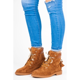 Ideal Shoes Trabajadores de gamuza atados con una cinta marrón 5