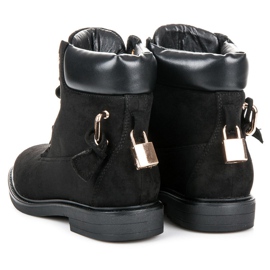 Ideal Shoes Trabajadores de gamuza atados con una cinta negro 2