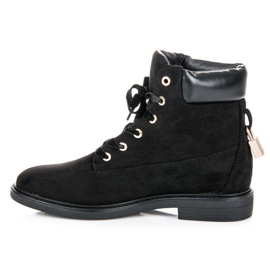 Ideal Shoes Trabajadores de gamuza atados con una cinta negro 1