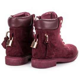 Ideal Shoes Trabajadores granate atados con una cinta rojo 6