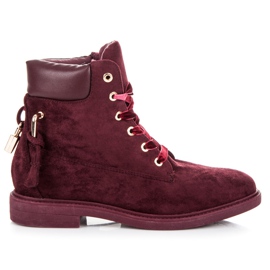 Ideal Shoes Trabajadores granate atados con una cinta rojo 3