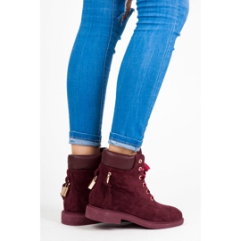 Ideal Shoes Trabajadores granate atados con una cinta rojo 1