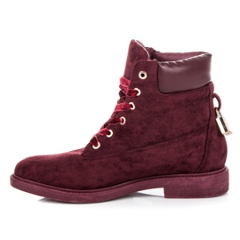 Ideal Shoes Trabajadores granate atados con una cinta rojo 5