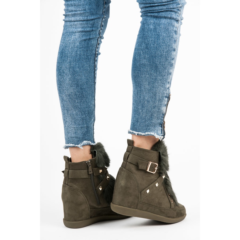 Kylie Zapatillas con piel verde 1