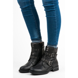 Erynn Trabajadores de moda abrochados con cremallera negro 2