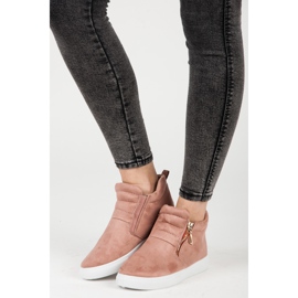 Zapatillas de gamuza sin cordones rosado 5