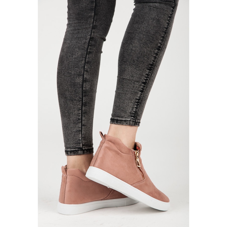 Zapatillas de gamuza sin cordones rosa 1