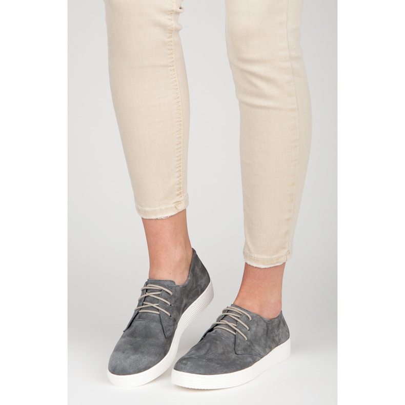 Vinceza Zapatos deportivos de cuero gris 2