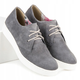 Vinceza Zapatos deportivos de cuero gris 3