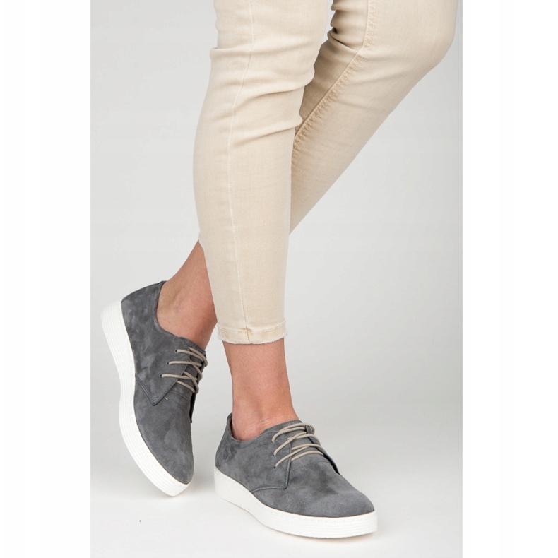 Vinceza Zapatos deportivos de cuero gris 1