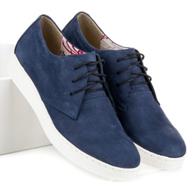 Vinceza Zapatos deportivos de cuero azul 1
