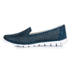 Vinceza Señores de cuero calados azul marino 3