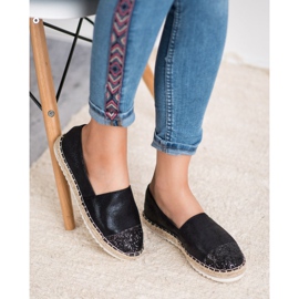 Erynn Zapatos sin cordones con purpurina negro 4