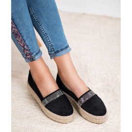 SHELOVET Alpargatas Con Cristales negro 4