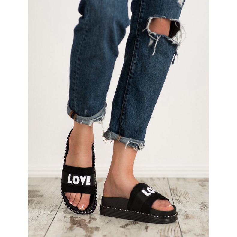 Erynn Zapatillas de gamuza Love negro 1