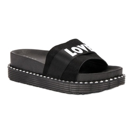 Erynn Zapatillas de gamuza Love negro 7